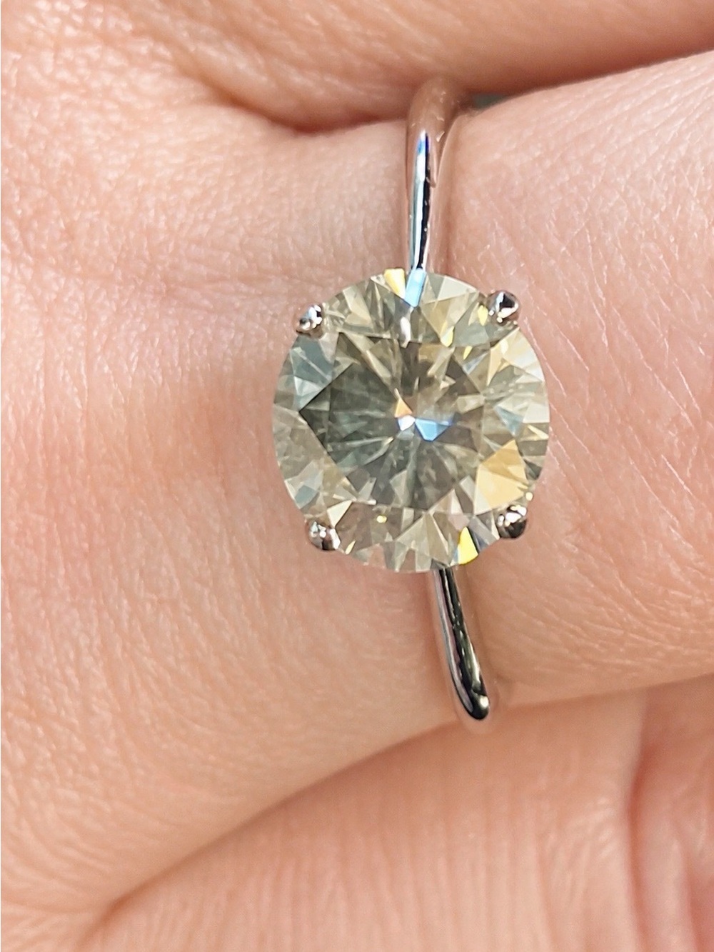 Salt & Pepper Moissanite Solitaire Set in rhodium over 925 Sterling Silver